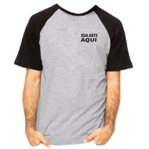 Camisa cinza de manga colorida 100% Poliester com Estampa personalizada frente