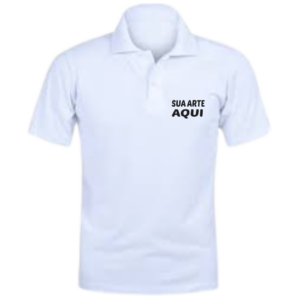 Camisa branca Polo 100% Poliester com Estampa personalizada frente