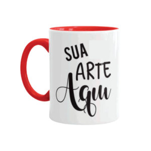 Caneca de Porcelana com Alça e Interno Colorido Personalizada
